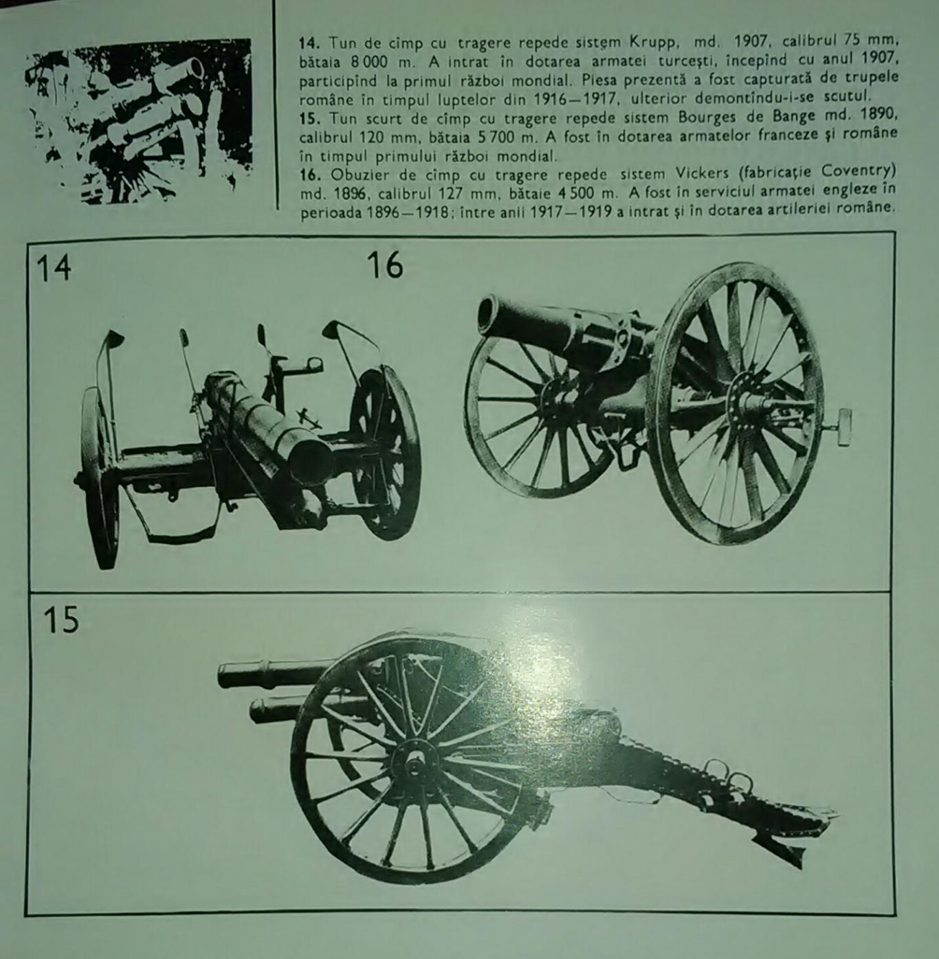 PIESE DE ARTILERIE DIN COLECTIA MUZEULUI MILITAR CENTRAL, KONIG CAROL, BATALI IONEL